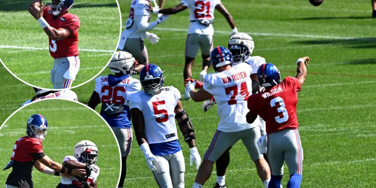 Russell Wilson helps Giants find resiliency after slow joint practice start