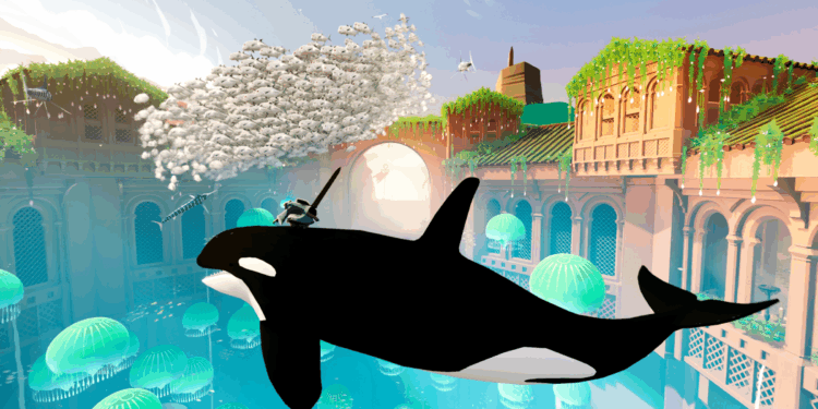 A screenshot from the video game Sword of the Sea.