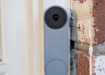 A picture of a Google Nest doorbell camera.