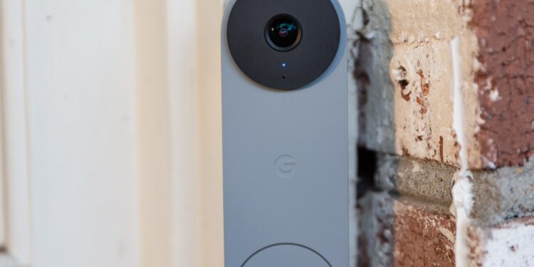 A picture of a Google Nest doorbell camera.