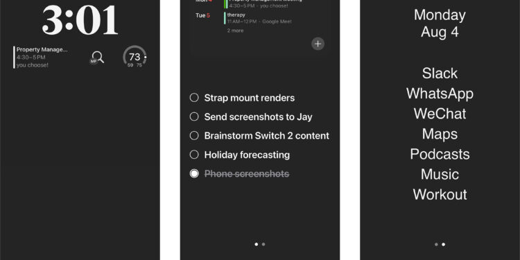 Three screenshots of Siri Ramos’ homescreen.