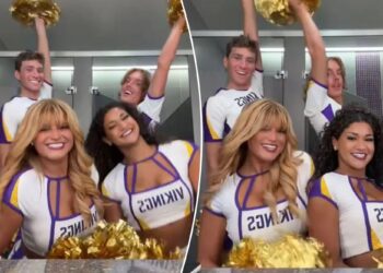 Vikings male cheerleaders spark outcry dancing in same bathroom as female teammates in viral video