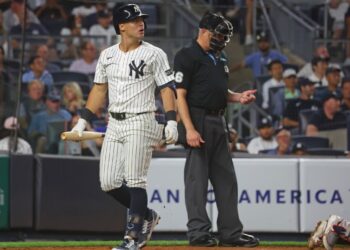 Anthony Volpe walks back to the dugout after striking out in the eighth inning of the Yankees' 1-0 loss to the Red Sox on Aug. 22, 2025.