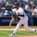 Yankees pitcher Devin Williams (38) throws a pitch in the 6th inning against the Houston Astros at Yankee Stadium, Sunday, Aug. 10, 2025, in Bronx, NY.
