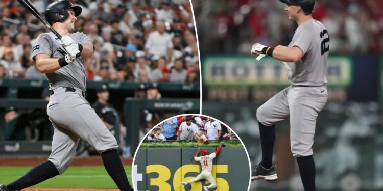 Yankees outslug Cardinals behind Ben Rice's seven RBIs to take series