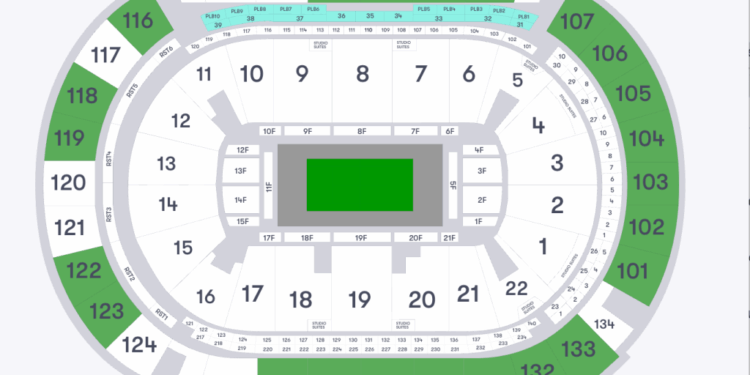 Seating chart of Prudential Center.
