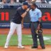 Aaron Boone (L.) argues with umpire Jesus, Ramon during the Yankees-Orioles game on Sept. 27, 2025.