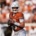 Arch Manning, Texas quarterback, holding a football.
