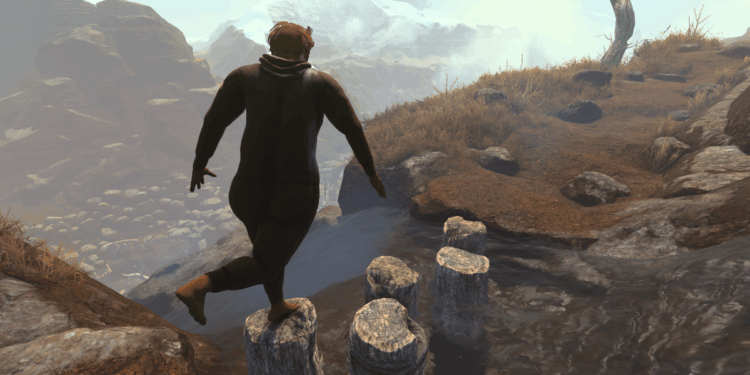 A screenshot from the video game Baby Steps.