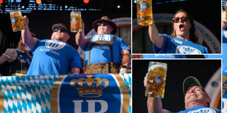 Beer lovers show their strength in NYC 'steinholding' contest