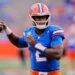 Florida Gators quarterback DJ Lagway warming up.