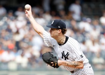 Cam Schlittler #31 of the New York Yankees throws a pitch.