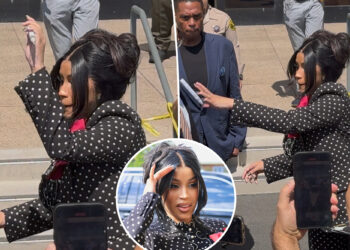 Cardi B throws pen at a ‘disrespectful’ man outside of the courthouse during assault trial