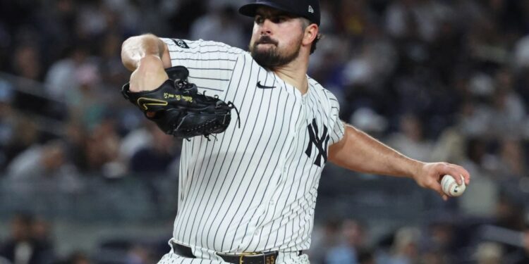 Carlos Rodón allowed two runs in six innings in the Yankees' 11-1 blowout loss to the Tigers on Sept. 10, 2025.