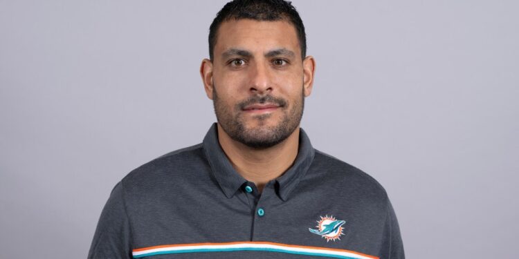 Dolphins coach Ryan Crow poses for a team portrait ahead of the 2024 NFL season.