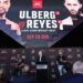 Carlos Ulberg and Dominick Reyes with Peter Kloczko at the UFC Fight Night press conference.