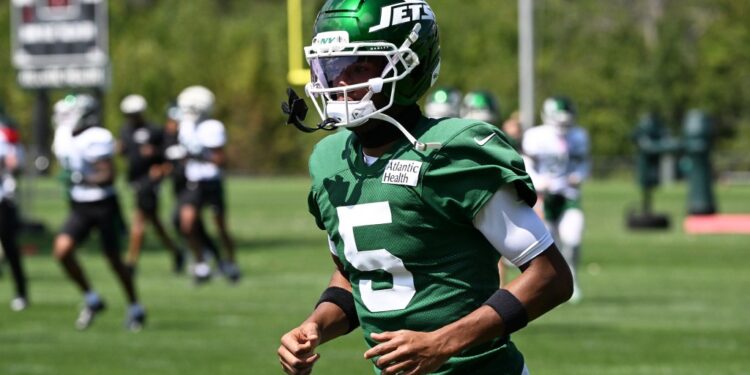 New York Jets wide receiver Garrett Wilson at practice.