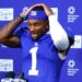 New York Giants wide receiver Malik Nabers at a press conference.