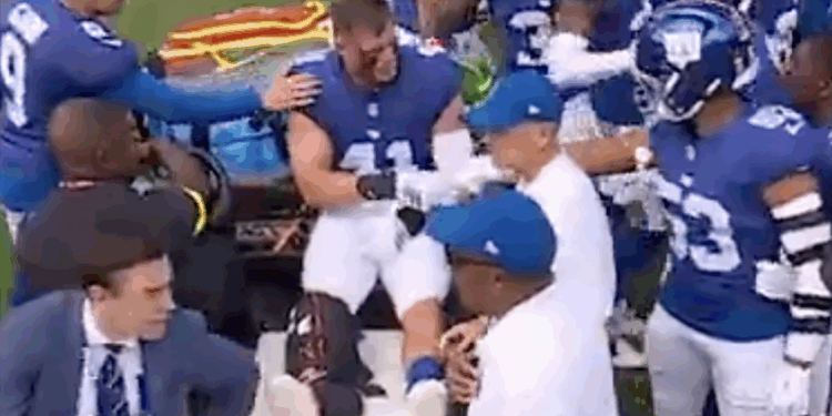 Giants linebacker Micah McFaddden carted off on Sept. 7, 2025.
