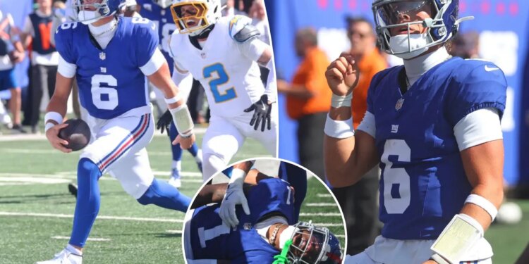 Giants get first win in Jaxson Dart's debut after Malik Nabers injury