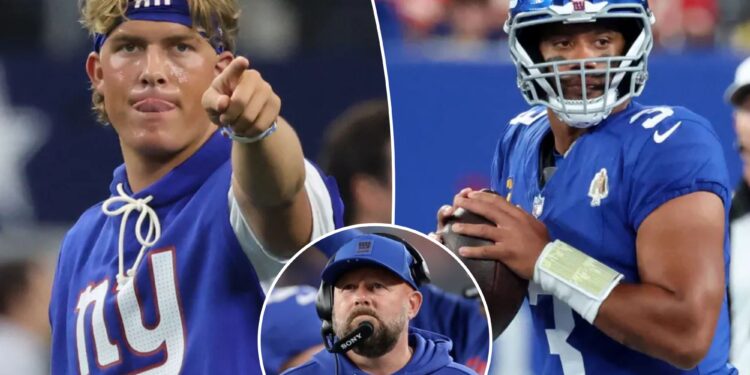 Giants name Jaxson Dart starting QB, bench Russell Wilson