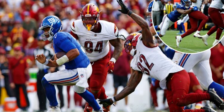 Giants' woeful offense line already neutralizing their vaunted strength