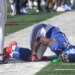 Malik Nabers is injured during the Giants' win over the Chargers on Sept. 28, 2025.