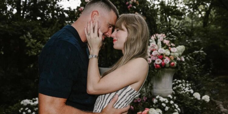 Kelce and Swift announced their engagement August 26, 2025 on Instagram, sharing a carousel of photos taken in a garden filled with pink and white flowers in the backyard of his Leawood, Kansas, estate.