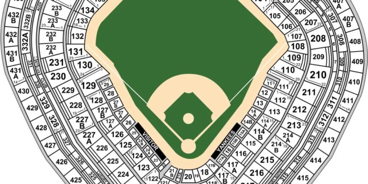 A map of The Bronx's Yankee Stadium.