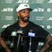 Tyrod Taylor speaks to the media after Jets practice on Sept. 17, 2025.