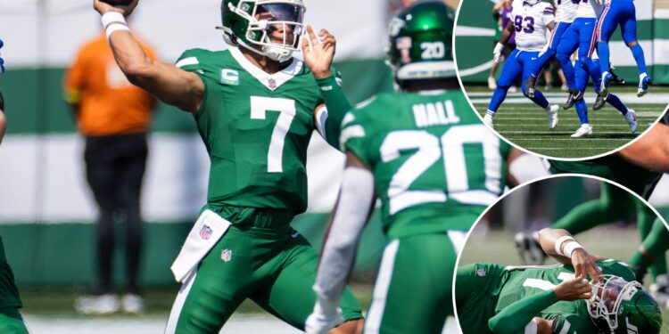 Jets dismantled by Bills as Justin Fields exits in concussion scare