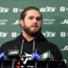 Joe Tippmann speaks to the media after Jets practice on Sept. 4, 2025.