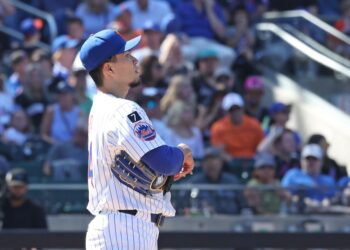 New York Mets pitcher Kodai Senga on the field.