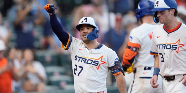 Houston Astros baseball player celebrating.
