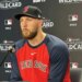 Boston Red Sox pitcher Garrett Crochet speaks at a press conference.