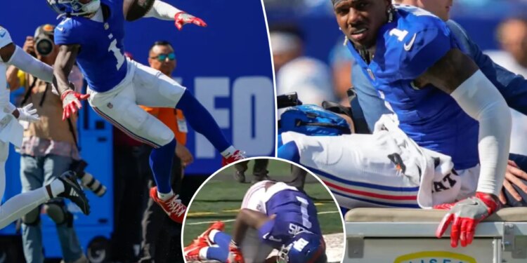Malik Nabers carted off with injury in potential Giants nightmare
