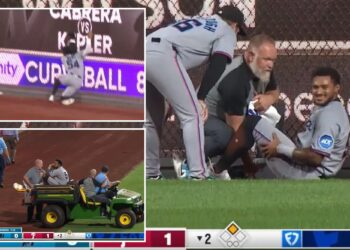 Marlins outfielder Dane Myers carted off field in scary scene against Phillies