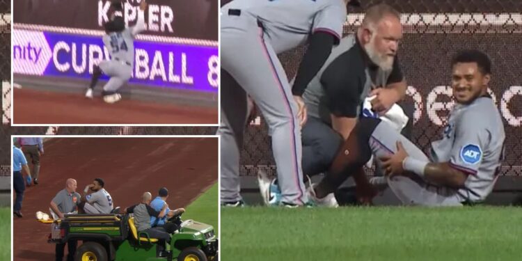 Marlins outfielder Dane Myers carted off field in scary scene against Phillies