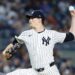 New York Yankees pitcher Max Fried pitching during a game.