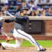 Juan Soto hits a home run during the Mets-Rangers game on Sept. 13, 2025