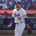 New York Mets pitcher Reed Garrett (75) gives up 2 runs during the seventh inning when the New York Mets played the Texas Rangers Sunday, September 14, 2025 at Citi Field in Queens, NY.