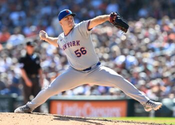 New York Mets pitcher Ryan Helsley (56) pitching.