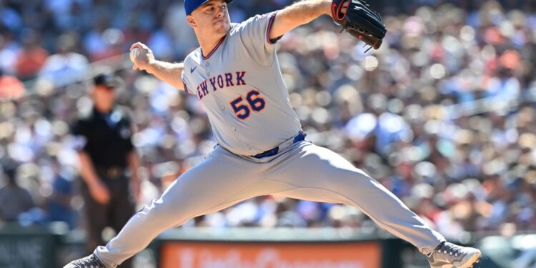 New York Mets pitcher Ryan Helsley (56) pitching.