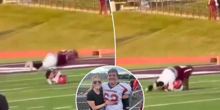 Mom's horrified reaction after son had spine broken in football belly flop attack