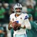 Dallas Cowboys quarterback Dak Prescott warms up before an NFL football game against the Philadelphia Eagles Thursday, Sept. 4, 2025, in Philadelphia.