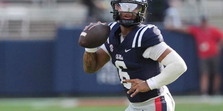 Mississippi quarterback Trinidad Chambliss (6) looks to pass against Tulane.