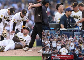 Padres' Jason Adam carted off field after terrifying injury