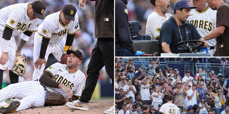 Padres' Jason Adam carted off field after terrifying injury