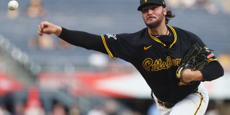 Pittsburgh Pirates starting pitcher Paul Skenes (30) delivers a pitch against the Chicago Cubs during the first inning at PNC Park.