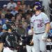 A dejected Pete Alonso walks back to the dugout after striking out with a runner on third and one out in the third inning of the Mets' 6-2 loss to the Marlins on Sept. 26, 2025.